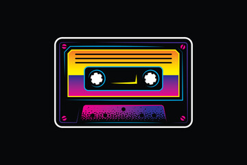 Audio cassette. Original vector illustration in vintage style. T-shirt design.