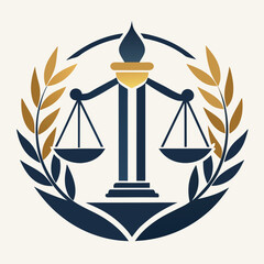 scales of justice icon. law firm simple clean logo vector art illustration