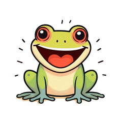 Obraz premium Cheerful green frog happy animal illustration, PNG AI generated