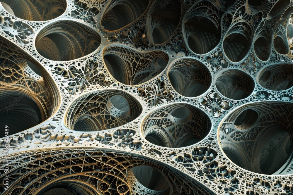 Poster Computer-generated network of lights creating intricate patterns in a virtual world, The intricate patterns of the virtual world