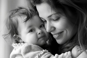 A woman affectionately holds a small child in a sunny field, The joy and affection seen in the relationship between a mother and her child