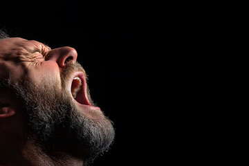 Naklejka premium Man Screaming in Frustration and Anger | Emotional Expression of Stress and Despair