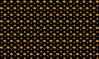 Plantilla de Patrón de calabazas naranjas de Halloween sobre fondo negro