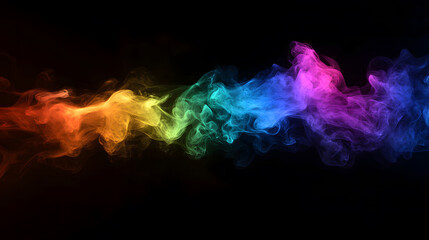Obraz premium Vibrant Multicolored Smoke Flows on a Black Background