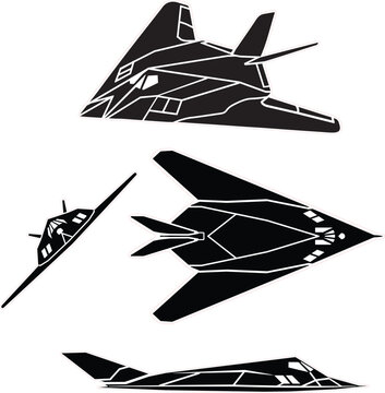Invisible fighter jet vector set
