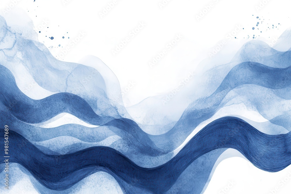 Poster abstract artistic background in rich blue hues showcasing flowing curves and open spaces for text pl