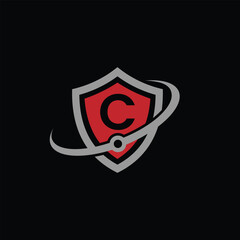 Vector Security Shield With Letter C Logo