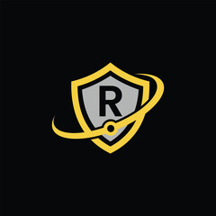 Vector Security Shield With Letter R Logo
