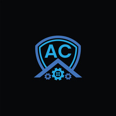 AC Letter And Home Security Symbol Logo