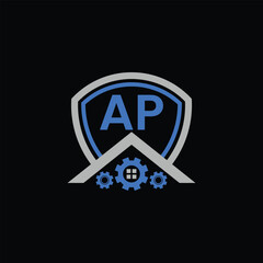 AP Letter And Home Security Symbol Logo