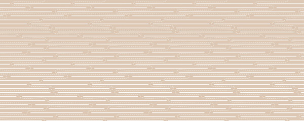 Neutrals color abstract seamless pattern. Beige endless graphic linear labyrinth horizontal banner. Trendy neutral colors aesthetic contemporary background. Pastel light brown boho style texture print