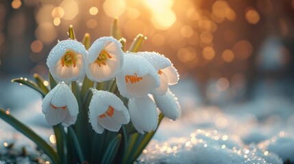 spring flowers in the snow