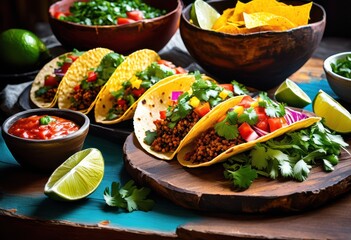 vibrant colors flavors authentic mexican cuisine showcasing fresh ingredients, tacos, salsas,...