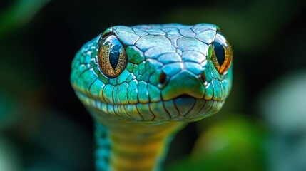 Fototapeta premium Close-up of a vibrant green snake