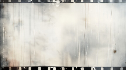 Film strip with a black grunge border, blank in the middle for text or design, with a grainy and aged, vintage look.