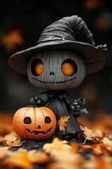 Naklejka premium Whimsical Halloween Witches and Pumpkins - Festive, Spooky, and Playful Halloween Art