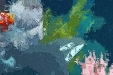 Oil paintings and various flowers, lotus leaves, lotus flowers, cats, dogs, marine creatures, birds, and beautiful leaves