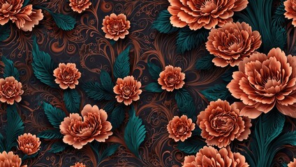 3d seamless floral background,autumn leaves background,background with flowers