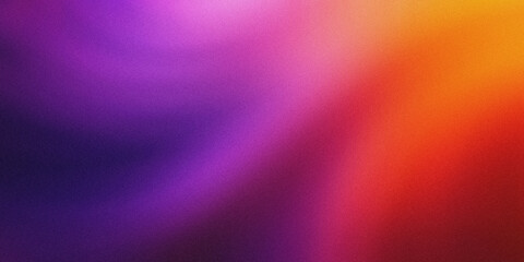 Fototapeta premium Gradient background with neon orange and electric purple tones, noise texture effect