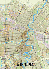 Winnipeg, Manitoba, Canada  artistic map poster