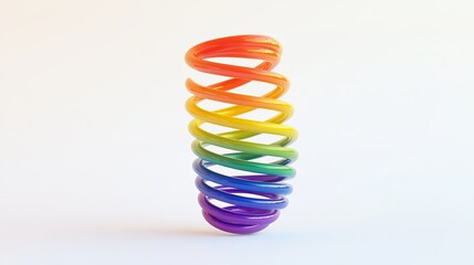 A colorful, springy toy shaped like a spiral, against a plain white backdrop.