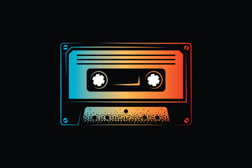 Obraz premium Audio cassette. Original vector illustration in vintage style. T-shirt design.