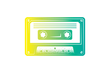 Audio cassette. Original vector illustration in vintage style. T-shirt design.