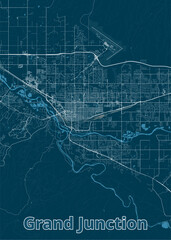 Grand Junction, Colorado, USA artistic blueprint map poster