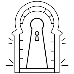 Spooky Keyhole Door with Eerie Light Line Art Vector Design