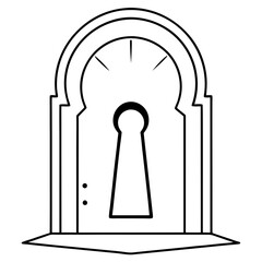 Spooky Keyhole Door with Eerie Light Line Art Vector Design