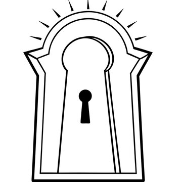 recommend clip art: Spooky Keyhole Door with Eerie Light Line Art Vector Design