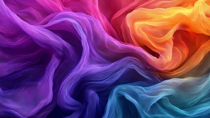 Fototapeta premium Abstract Swirling Gradient Fabric Texture, purple, orange, blue, fabric texture, textile art, colorful background