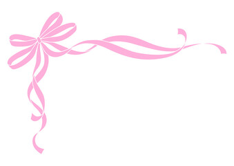 Curly ribbon with bow. Beautiful decorative elegant tape.