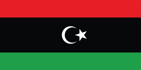Libya Official National flag in vector illustration isolated design for Libyan Independence Day December 24. Libya flag vector illustration isolated design.