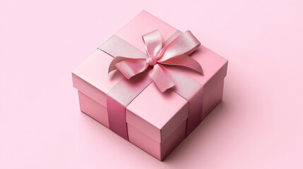 Fototapeta premium pink gift box with ribbon on pink background. transparent background