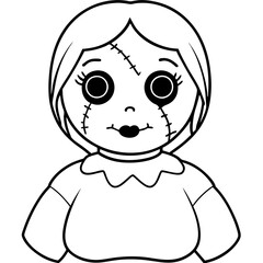 Haunted Toy Outline Cracked Eerie Porcelain Doll with Missing Eye