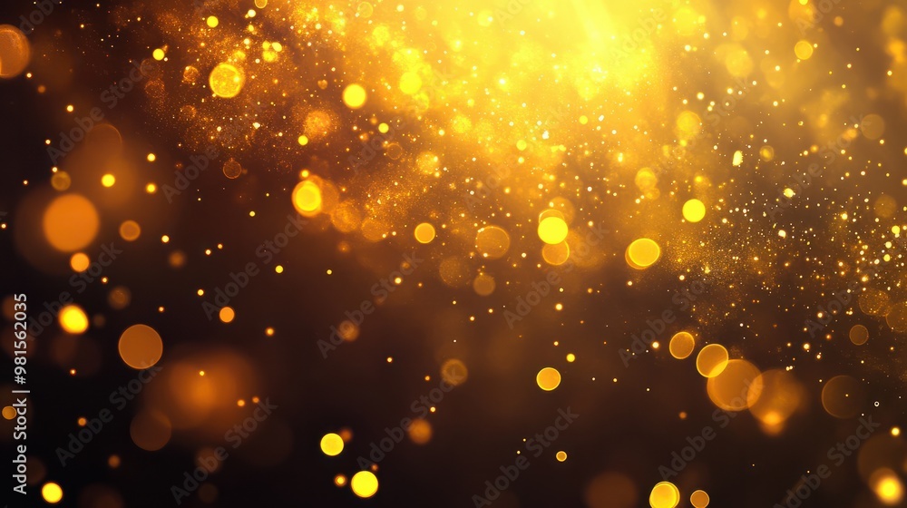 Poster yellow glow particle abstract bokeh background transparent background