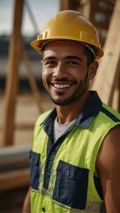 Smiling construction worker on site