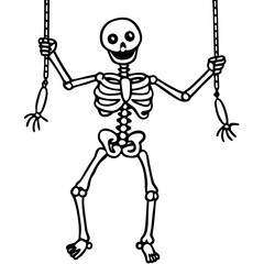 Skeleton Suspended by Chains Loose Limbed Vector Outline