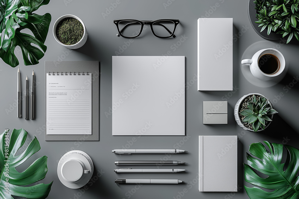 Poster a minimalist business portfolio with just a few key documents neatly arranged, emphasizing simplicit