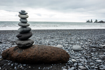Icelan Rock  stone columns black beach