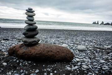 Icelan Rock  stone columns black beach
