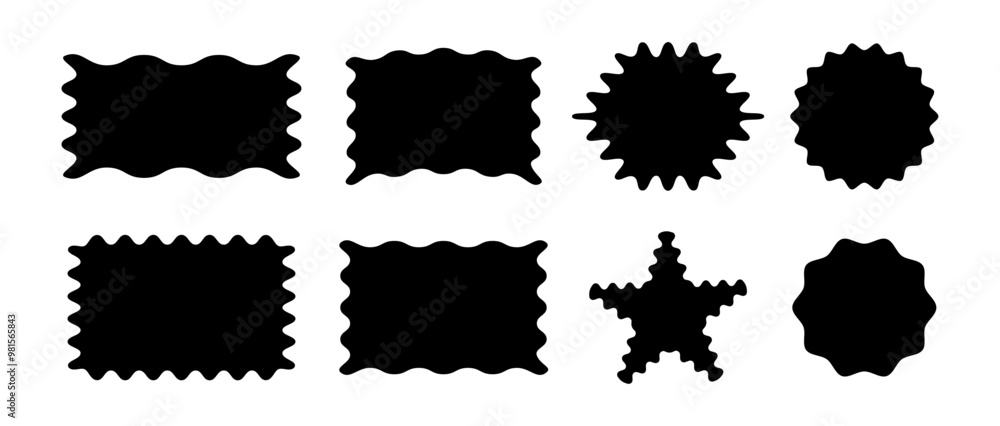 Poster set frames. textbox. speech bubbles. rectangles and squares. geometric shapes. starburst. label, sea