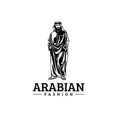 Arabian fashion logo design. Abaya, jubba, Man Wearing kaffiyeh logo. muslim dress logo