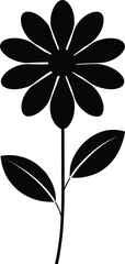 a simple Black  flower vector white background