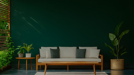 Indonesian Living Room with Dark Green Walls and Antique Decor | Traditional Interior Design and Cultural Aesthetics