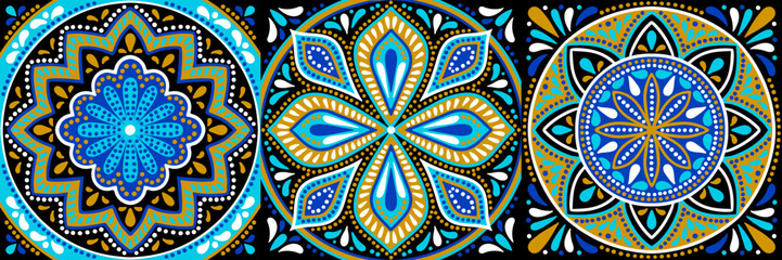 Moroccan ceramic tile pattern. Mediterranean traditional folk ornament.