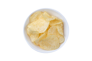 Potato chips in a bowl isolated over white background