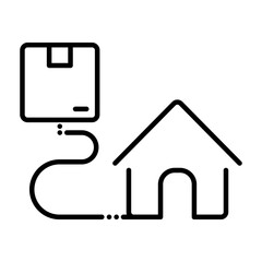 Delivery location icon vector. Road path like thin line map geolocation