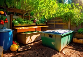 vibrant culinary environment highlighting sustainable food waste composting practices eco friendly living, agriculture, biodiversity, conservation, ecology